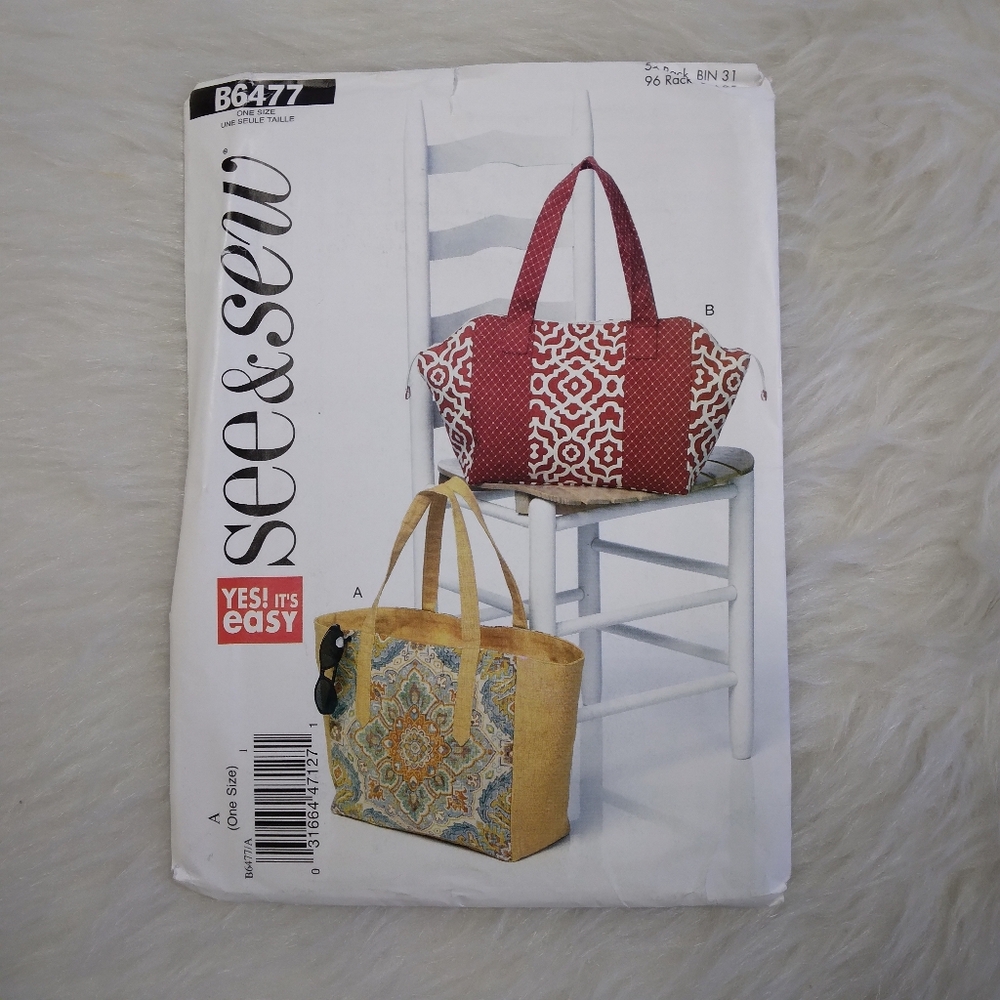 BUTTERICK B6477 EASY Zipper Top Bags In 2 Styles. YES! It's EASY
